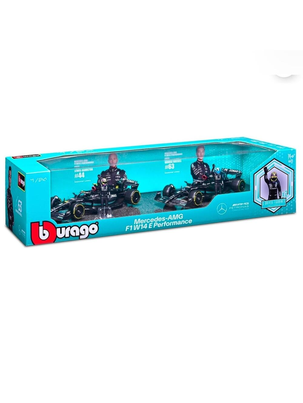 2-pack Mercedes Petronas W14 Formula One 1:24 Diecast Formula One Racing Car NIB